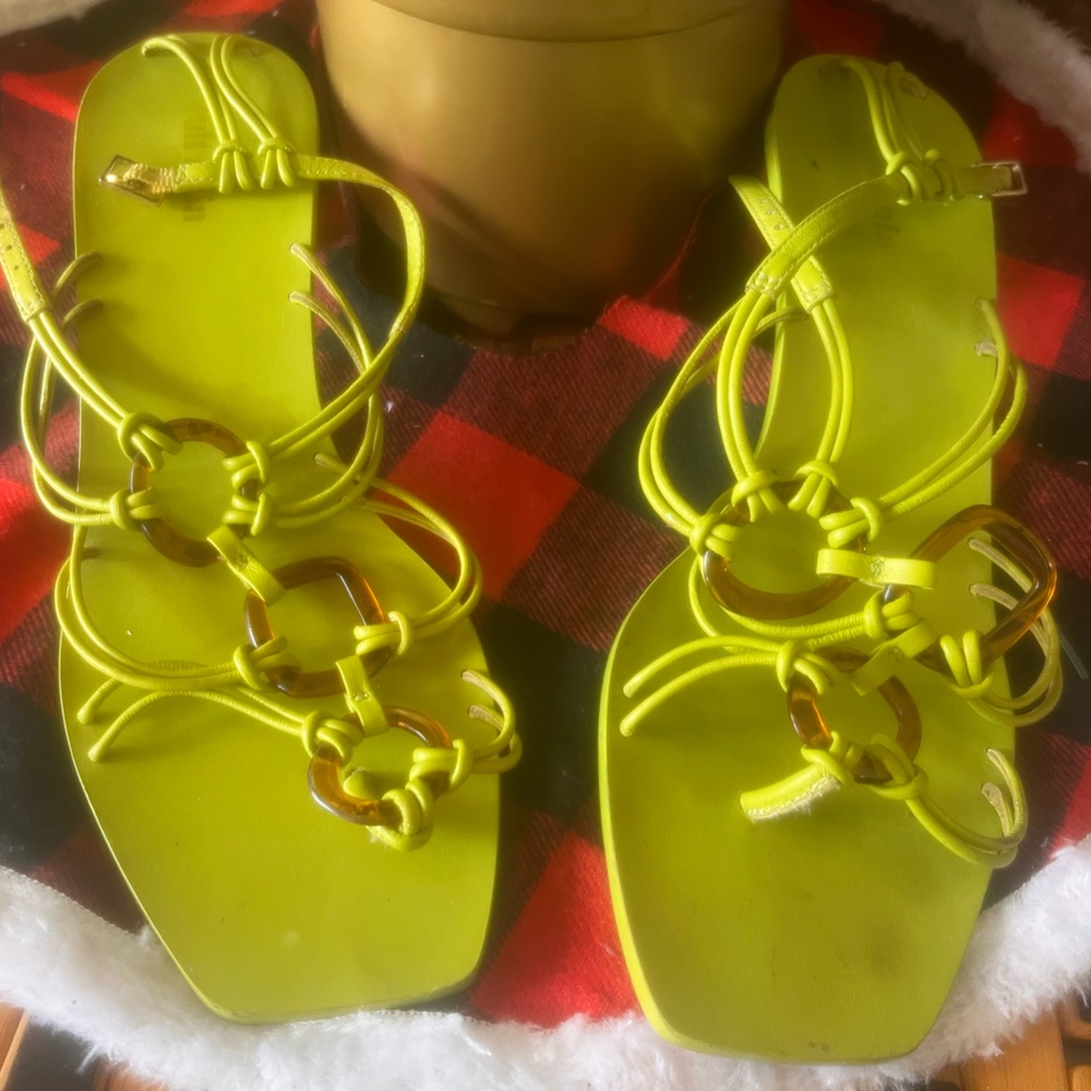 Cult Gaia lime green sandals